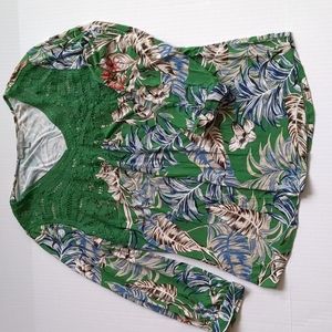 Daniel Rainn Selinka Crochet detail knit top in Green